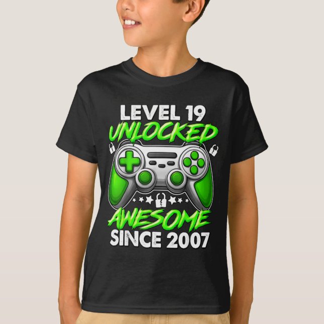 T-shirt Level 19 Unlocked 19 Year Old Boys 19th Birthday B (Devant)