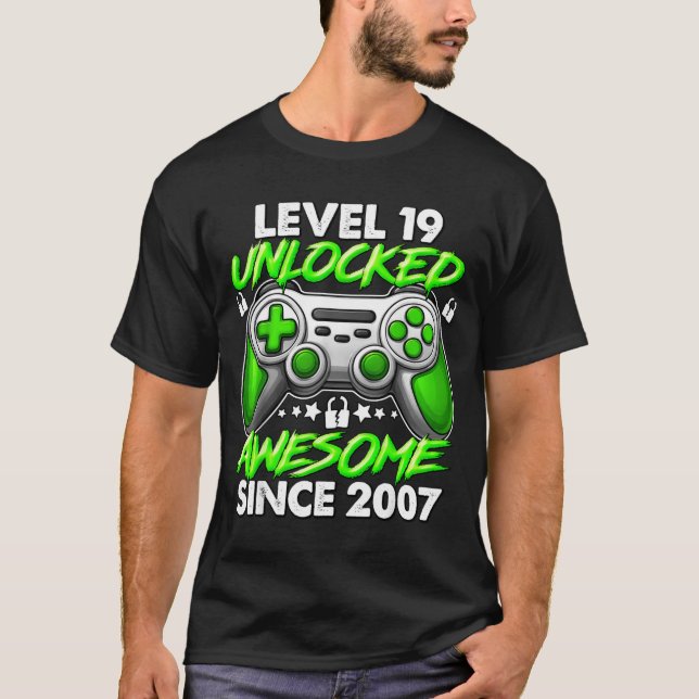 T-shirt Level 19 Unlocked 19 Year Old Boys 19th Birthday B (Devant)