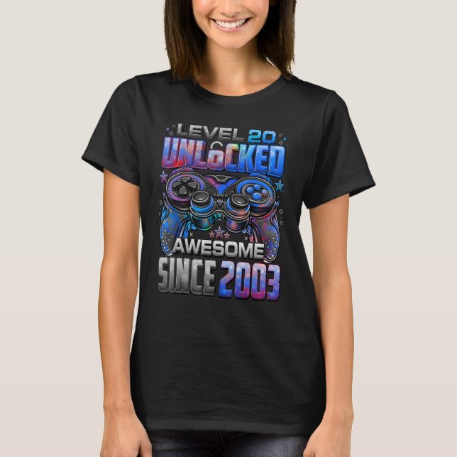 T-shirt Level 20 Awesome Since 2003 20th Birthday (Devant)