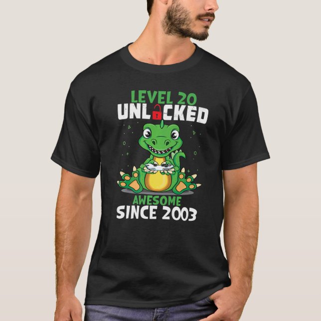 T-shirt Level 20 Unlocked Awesome Since 2003 20th Birthday (Devant)