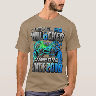 T-shirt Level 26 Unlocked Awesome Since 2000 26th Birthday