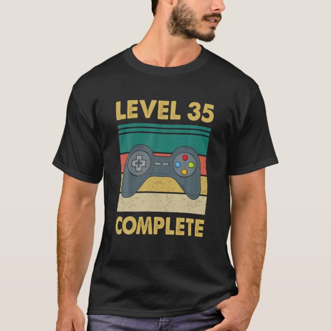 T-shirt Level 35 Complete Video Gamer - 35Th Wedding Anive (Devant)