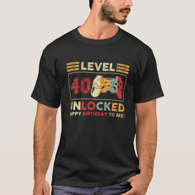 T-shirt Level 40 Unlocked Awesome 1982 Video Game 40Th Bir (Devant)