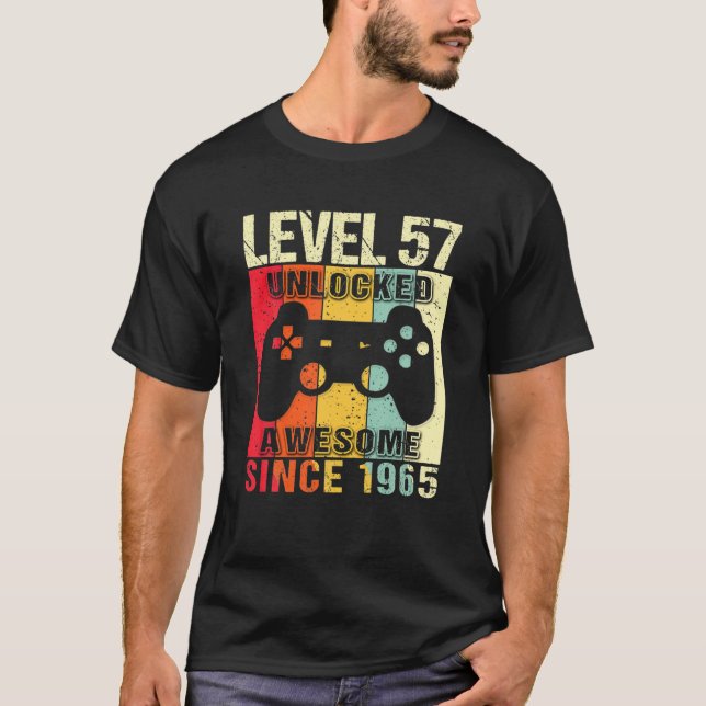 T-shirt Level 57 Unlocked 57Th Birthday Gamer Awesome Sinc (Devant)