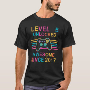 T-shirt Level 5 Unlocked Awesome 2017 Video Game 5Th Birth