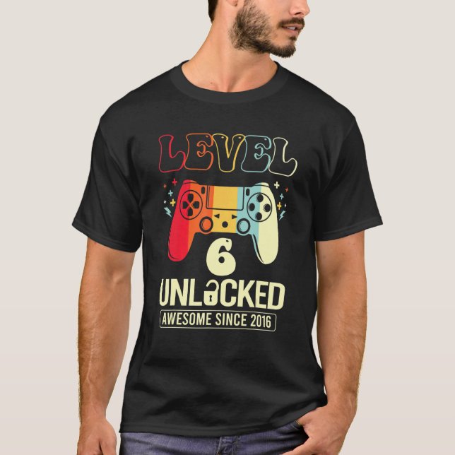 T-shirt Level 6 Awesome 2016 Video Game 6th Birth (Devant)