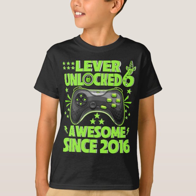 T-shirt Level 6 Awesome 2016 Video Game 6th Birth (Devant)