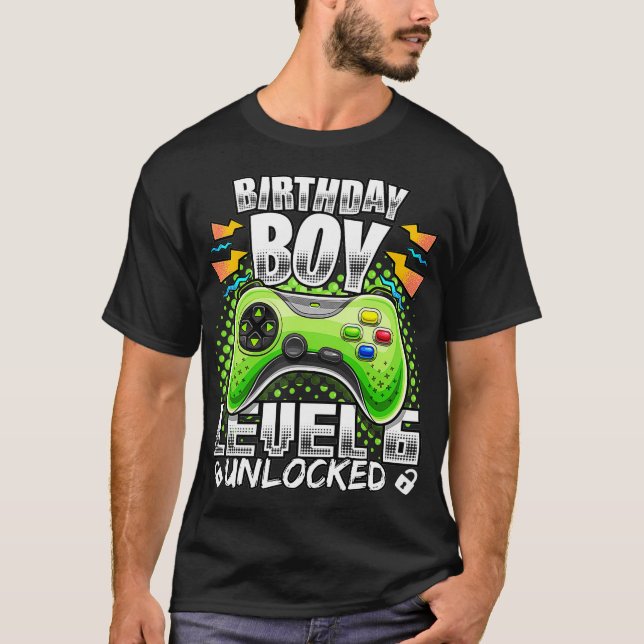 T-shirt Level 6 Vidéo Game 6th Birthday Gamer Gif (Devant)