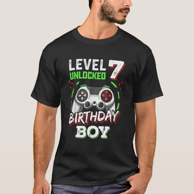 T-shirt Level 7 Birthday Video Game 7 Birt (Devant)