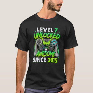 T-shirt Level 7 Unlocked Awesome Since 2015 7Th Birthday G