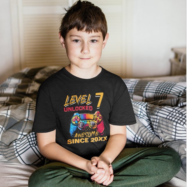 T-shirt Level 7 Unlocked - Fun Birthday 7 Gamer  (Créateur téléchargé)