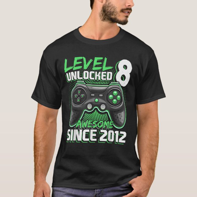 T-shirt Level 8 Awesome 2012 Video Game 8th Birth (Devant)