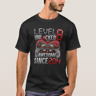 T-shirt Level 8 Unlocked Awesome Since 2014 8Th Birthday G