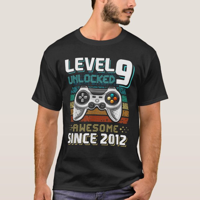 T-shirt Level 9 Awesome 2012 Video Game 9th Birth (Devant)