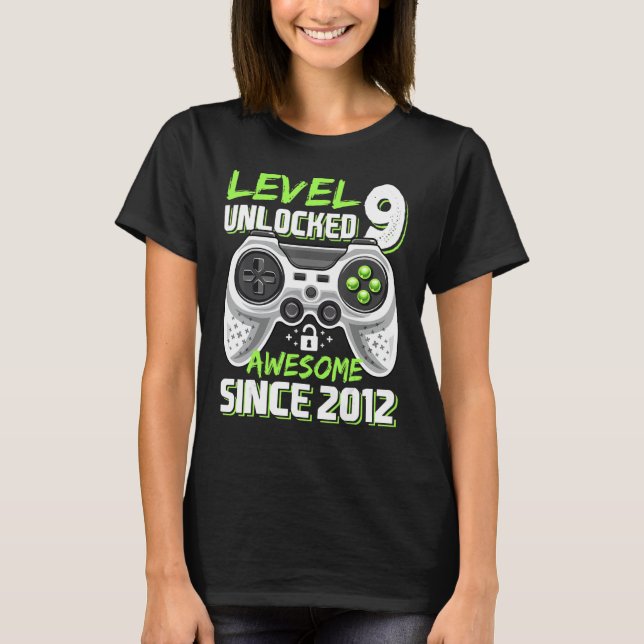 T-shirt Level 9 Awesome 2012 Video Game 9th Birth (Devant)