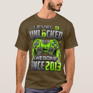 T-shirt Level 9 Unlocked Awesome Since 2013 9th Birthday G