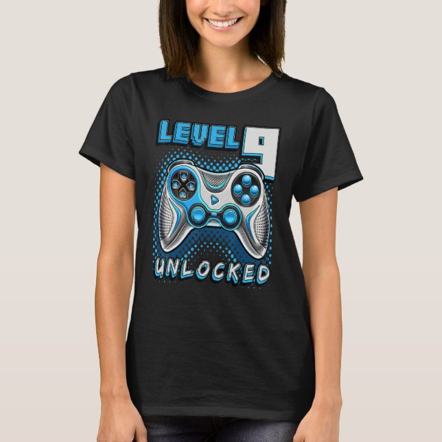 T-shirt Level 9 Video Game 9th Birthday Gamer Boy (Devant)
