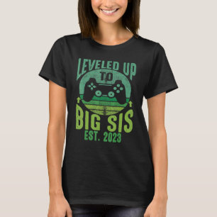 T-shirt Leveled Jusqu'À Big Sis 2023 Nouveau Gamer Soeur P