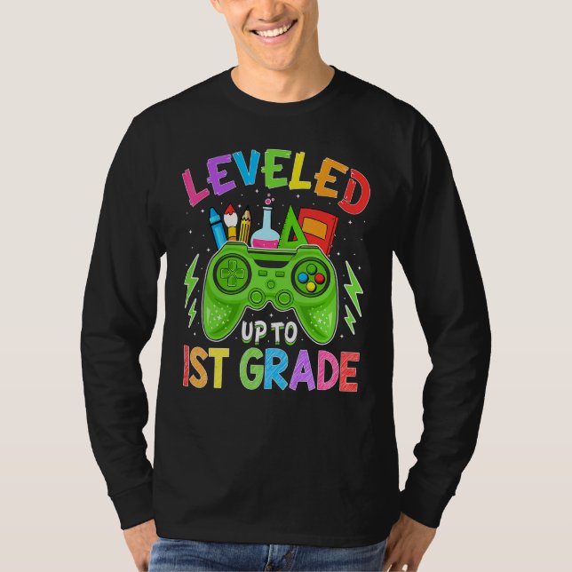 T-shirt Leveled Up To 1st Grade Gamer Back To School Stude (Devant)