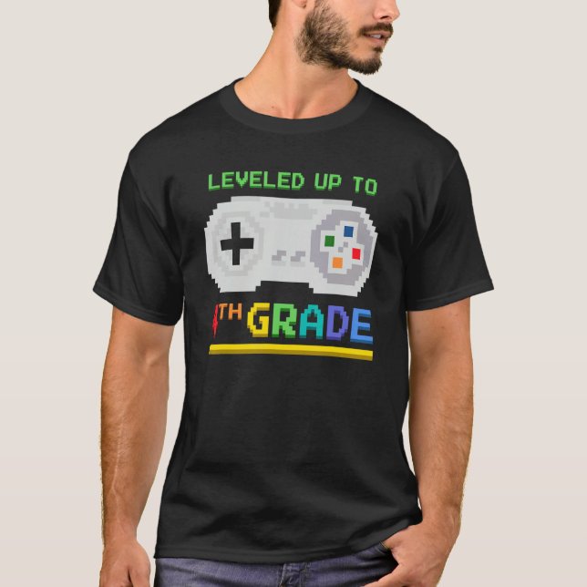 T-shirt Leveled Up To 4th Grade Video Game Controller Game (Devant)