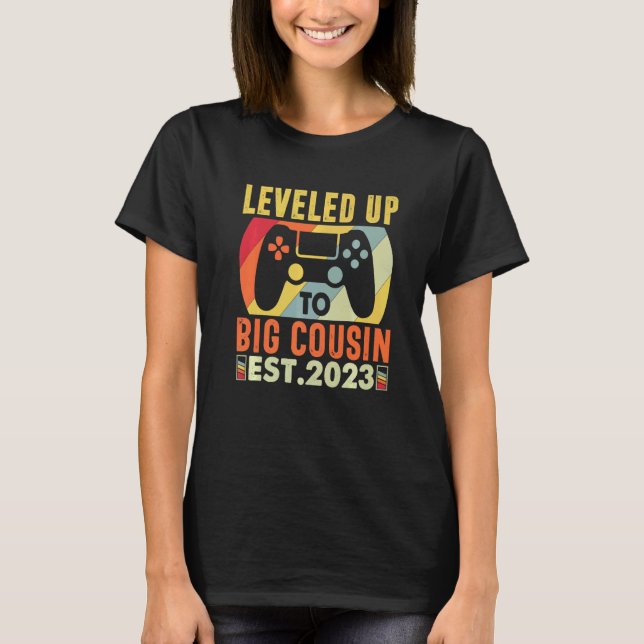 T-shirt Leveled Up To Big Cousin 2023 Gaming Pregnancy Ann (Devant)