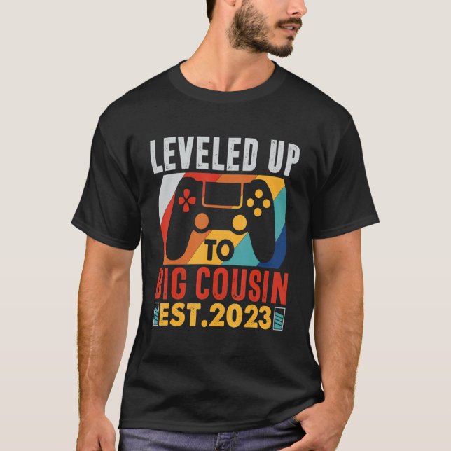 T-shirt Leveled Up To Big Cousin 2023 Gaming Pregnancy Ann (Devant)
