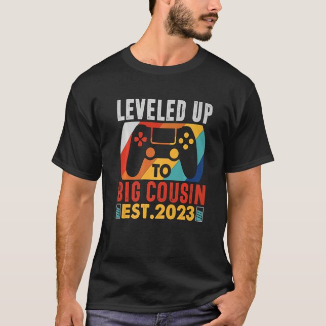 T-shirt Leveled Up To Big Cousin 2023 Gaming Pregnancy Ann (Devant)