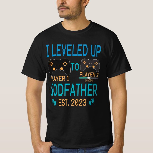 T-shirt Leveled Up To Godfather 2023, New Godfather Gaming (Devant)
