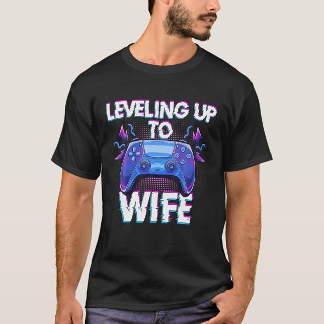 T-shirt Leveling Jusqu'À La Femme Mariage Gamer Femme Fian (Devant)