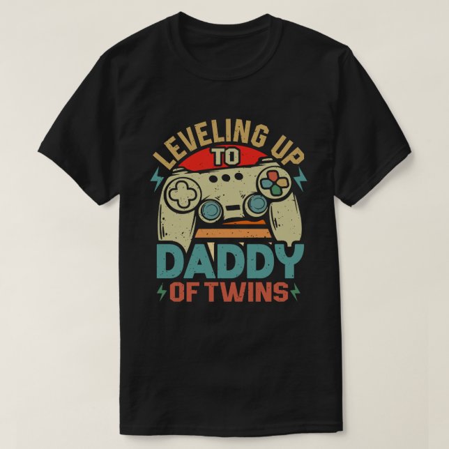 T-shirt Leveling Jusqu'À Papa De Jeu Twins Gamer Papa (Design devant)