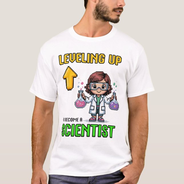 T-shirt Leveling Up Scientist Ck To School Funny Gamer Gir (Devant)