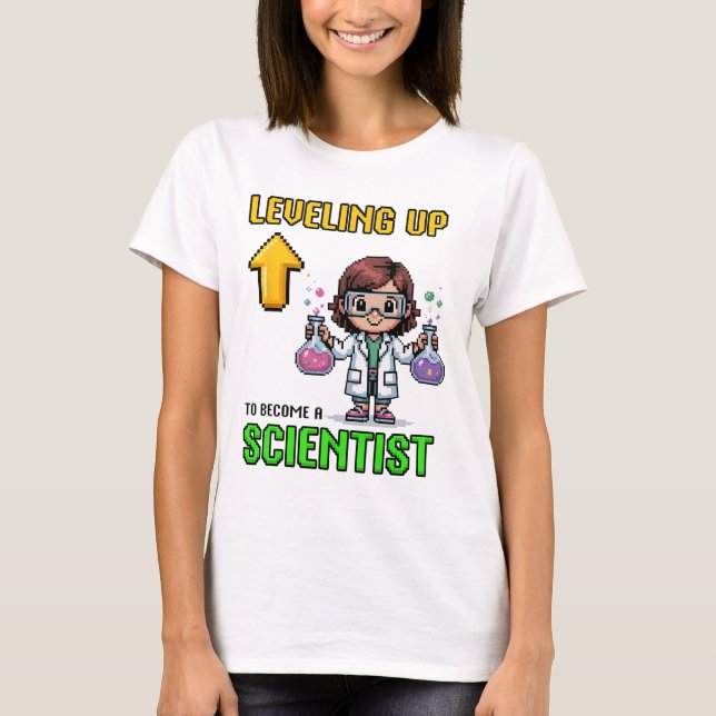 T-shirt Leveling Up Scientist Ck To School Funny Gamer Gir (Devant)