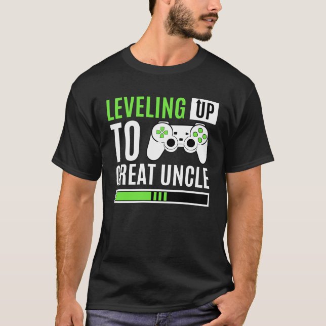 T-shirt Leveling Up To Great Uncle Gaming Baby Gender Anno (Devant)