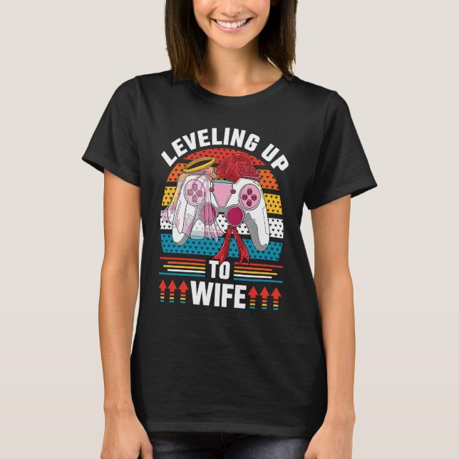 T-shirt Leveling Up To Wife Gamer Bride Gaming Wedding (Devant)