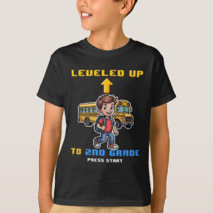 T-shirt Levelup 2nd Grade Ck To School Funny Gamer Boy