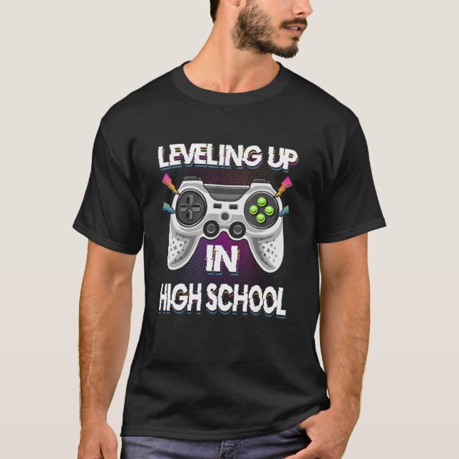 T-shirt Levelup Dans Le Lycée Vidéo Jeu Tee - shirt Stitud (Devant)