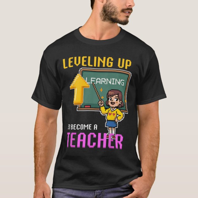 T-shirt Levelup Enseignant Ck À L'École Amusante Gamer Fil (Devant)