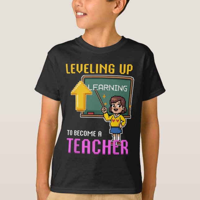 T-shirt Levelup Enseignant Ck À L'École Amusante Gamer Fil (Devant)