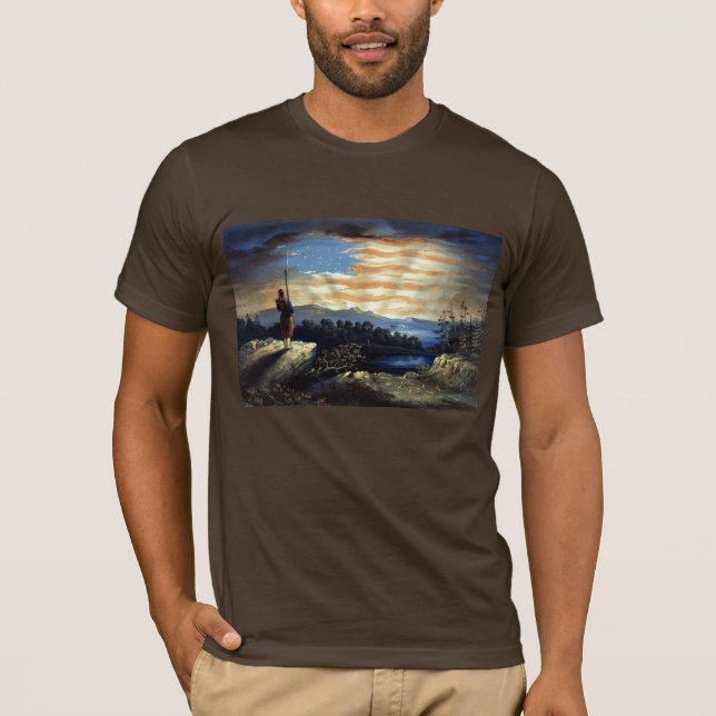 T-shirt Lever de soleil céleste du drapeau américain dans  (Devant)