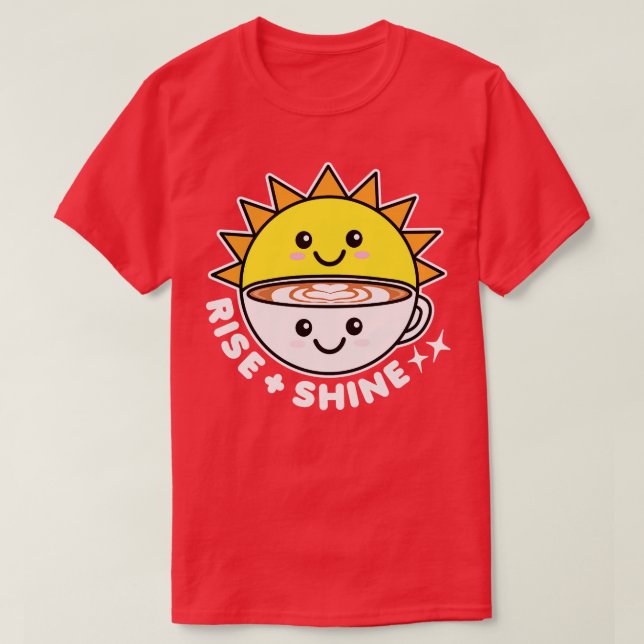 T-shirt Lever et briller soleil et café (Design devant)