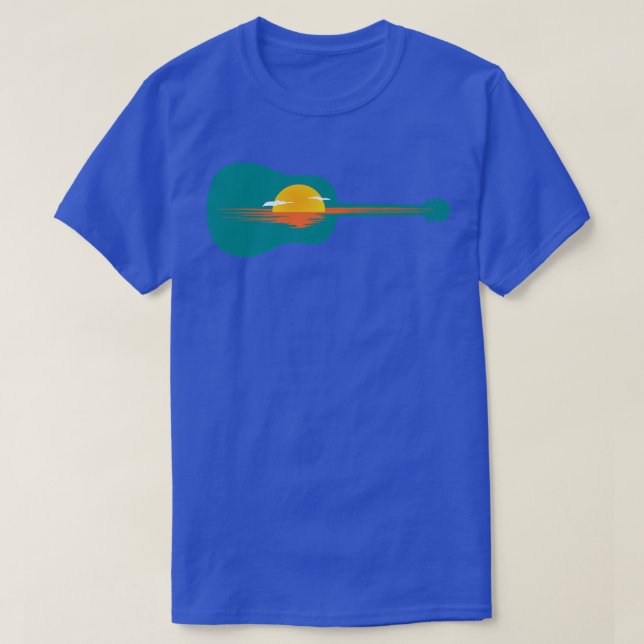 T-shirt lever ou coucher du soleil sur la Guitare1087 (Design devant)