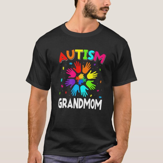 T-shirt Lever Sensibilisation sur l'autisme Main Grand-mèr (Devant)