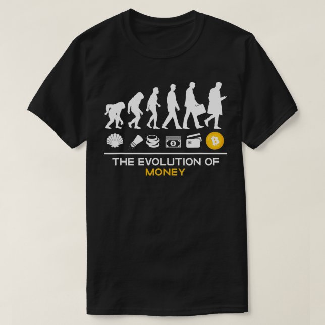 T-shirt L'évolution de la monnaie Bitcoin Cryptomonnaie BT (Design devant)