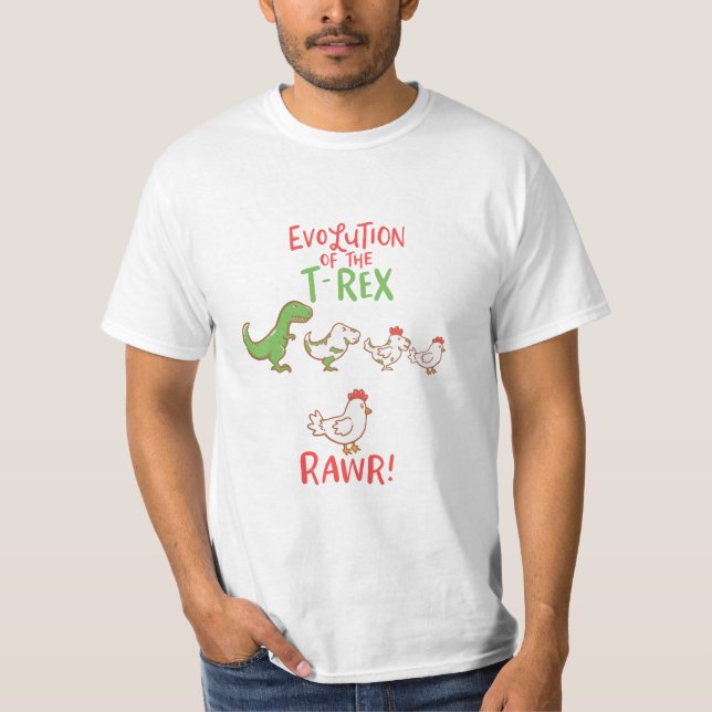 T-shirt L'Évolution De La Rive-T-Rex ! Dino Dino Dino Dick (Devant)