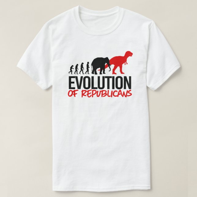 T-shirt L'évolution des républicains dans les dinosaures (Design devant)