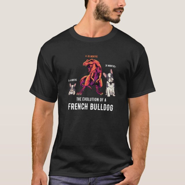 T-shirt L'évolution d'un Bulldog français ou l'évolution d (Devant)