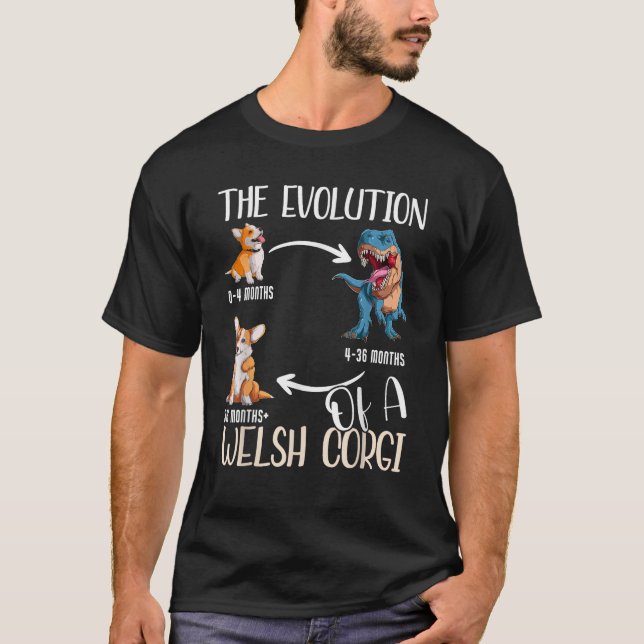 T-shirt L'évolution d'un Corgi gallois  (Devant)