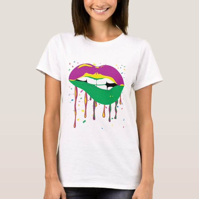 T-shirt Lèvres à goutte Mardi Gras (Devant)