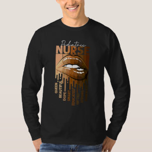 T-shirt Lèvres à goutter Afro Noir Infirmière pédiatrique