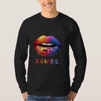T-shirt Lèvres à gouttes colorées Tee Gras Graphique à lèv